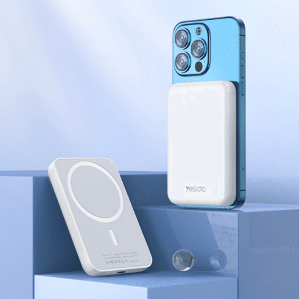 Batterie Externe Power Bank Sans Fil Magnétique Yesido YP29 5000mAh 5W Blanc – Image 3