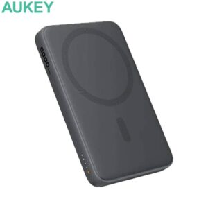 Batterie Externe Power Bank Sans Fil Magnétique AUKEY avec Câble USB-C vers USB-C 30cm PB-MS03 5000mAh 20W Gris