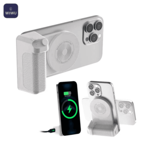 Batterie Externe Power Bank Sans Fil Magnétique Wiwu Wi-W016 4500mAh avec Bluetooth Blanc