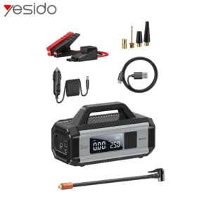 Booster pour Batterie Voiture Yesido VC13 10000mAh avec Gonfleur pour Voiture, Vélo et Ballon Noir