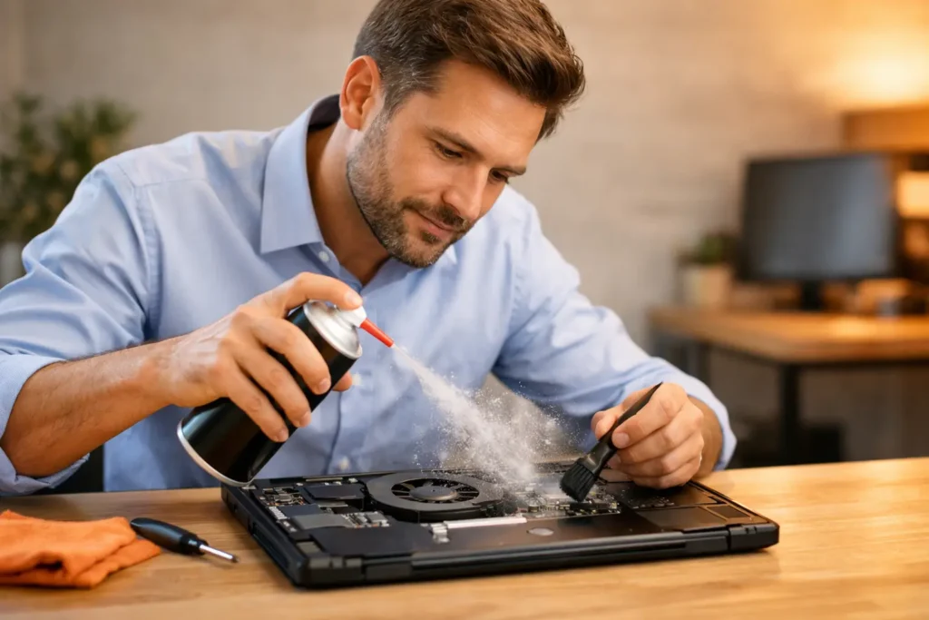 Nettoyer un ordinateur portable de la poussière